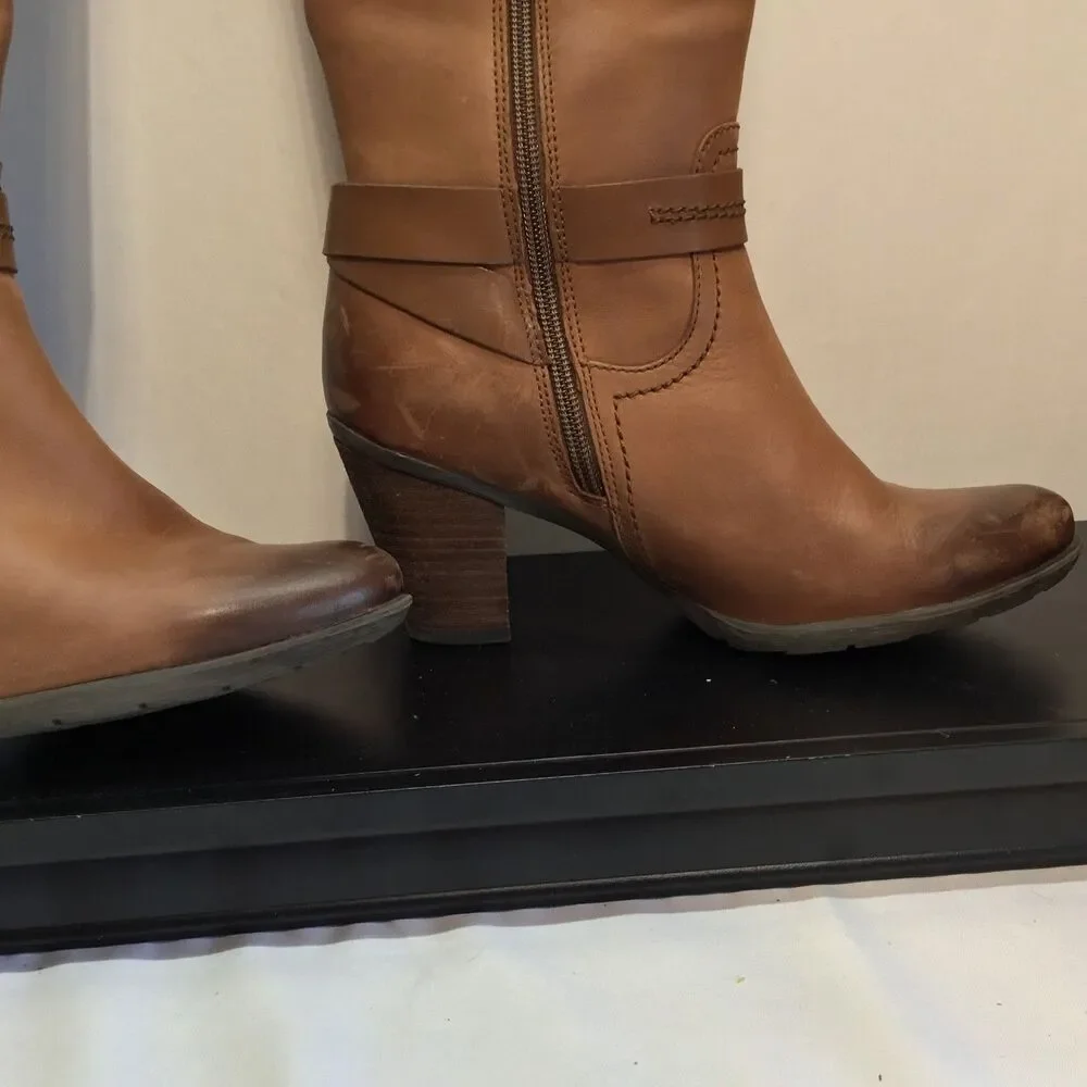 Blondo Fiby B4874 Cognac Waterproof Leather Knee High Boots Size 7